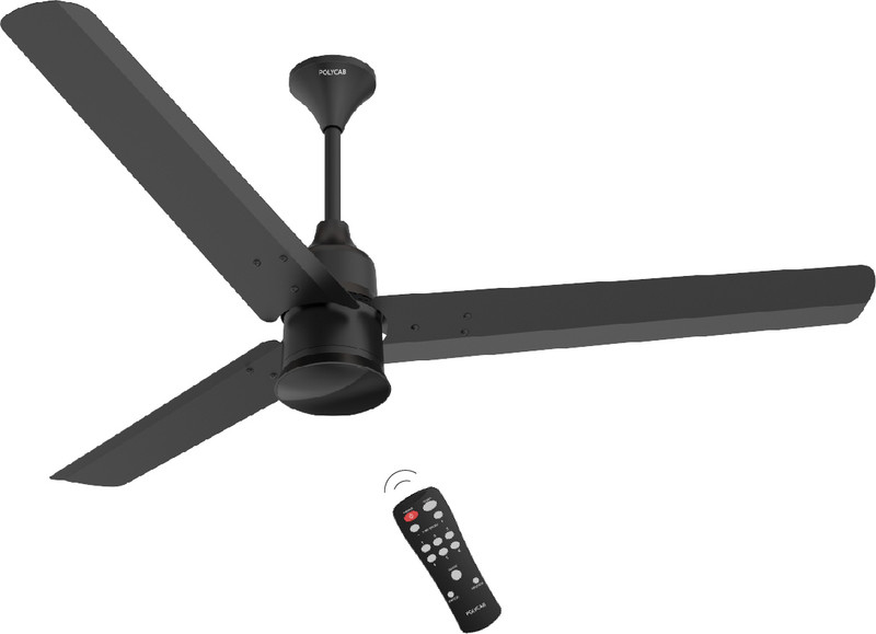 Polycab Silencio Mini Bldc 48C Ceiling Fan With Remote 1200 Mm 3 Blade Ceiling Fan(Remote Controlled | Matt Black | Pack Of 1)