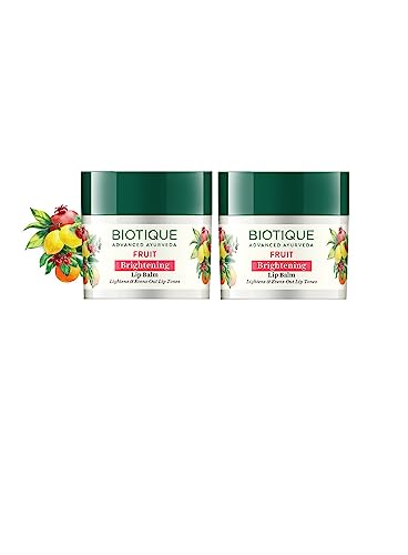 Biotique Bio Fruit Whitening/Brightening Lip Balm | Hydrated And Nourishing Lips| Visibly Lighter Lips | Evens Out Lip Tone | De-Pigmentation Balm |All Skin Types | 12G (Pack Of 2)
