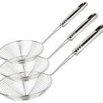 Tachi Stainless Steel Puri Strainer Jhara Deep Frying Basket(Silver Pack Of 3)