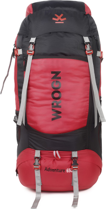 Wrogn Trekking Bag For Hiking/Camping/Outdoor Sports With Rain Cover/Shoe Compartment Rucksack  – 65 L(Red)