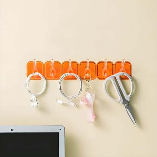 Jialto Self Adhesive Magic Sticker Wall Hanger, Kitchen Hangers And Hooks, Durable Cloth Hanger Hooks For Wall Without Drilling, Ideal For Home Organization And Kitchen (Orange)