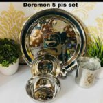 Vaani Pack Of 5 Stainless Steel Doremon Kid Set Dinner Set(Silver)