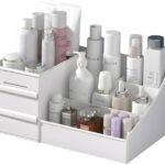 Boniry Makeup Organizer With Drawers Vanity Storage Box, Versatile Plastic Makeup Organizer, Perfect For Home And Office Use For Countertop Cosmetics Display Case Holder (White)