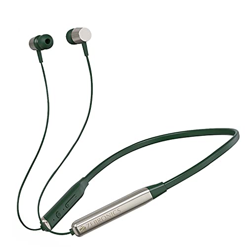 Zebronics Zeb-Evolve Btv5.0, Voice Assistant, Rapid Charge, Dual Pairing, Call Function, Magnetic Earpiece Bluetooth Wireless In Ear Earphones With Mic (Metallic Green)