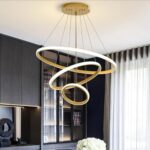 Desidiya® Modern Double 3-Ring Led Pendant Light Lamp – Warm White Hanging Ceiling Pendant Light, Elegant Finish For Home & Living Spaces & Living Room Ceiling Light