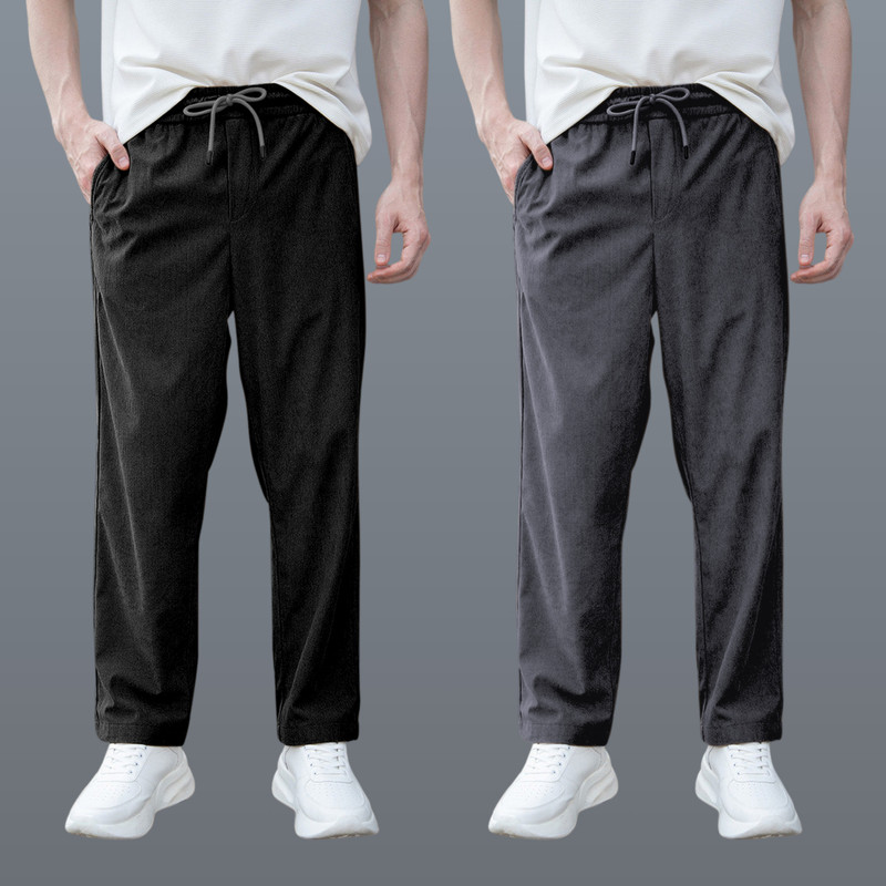 Gibbonte Relaxed Men Black, Grey Trousers