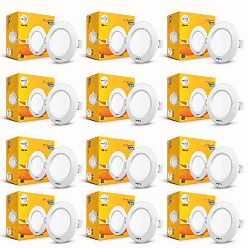 Wipro Polycarbonate Garnet 8W Round Downlight Junction Box | Red | Glare-Free Design | Recessed Downlighter For False Ceiling | Cutout 3 Inch | Pack Of 12