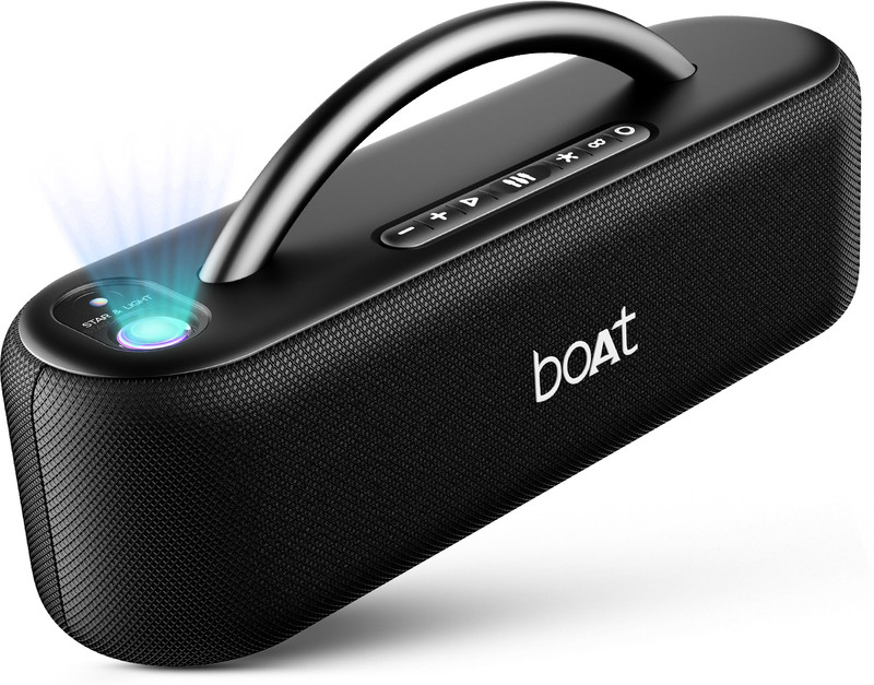 Boat Stone Lumos W/ Led Projection, 9Hrs Playback,Hearables App Support,Dual Eq Modes 60 W Bluetooth Speaker(Midnight Black, Mono Channel)
