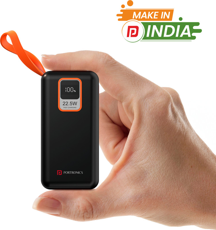 Portronics 10000 Mah 22.5 W Power Bank(Black, Lithium-Ion, Fast Charging For Mobile)