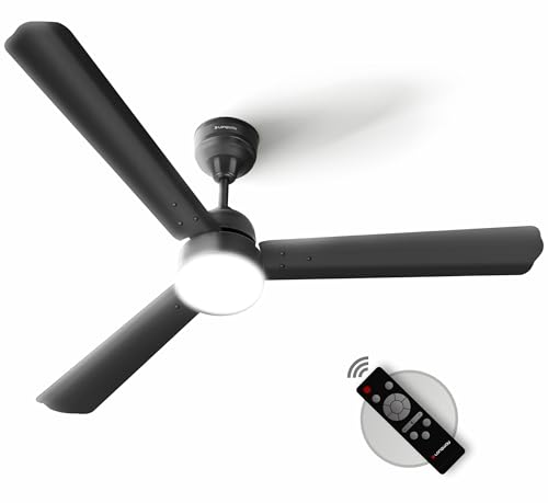 Longway Luminair 1200 Mm Bldc Ceiling Fan With Remote Control & Led Light | Bee 5 Star Rated | Ultra High Speed 3 Blade Anti-Dust Decorative | 5 Years Warranty (Smoked Brown, Pack Of 1)