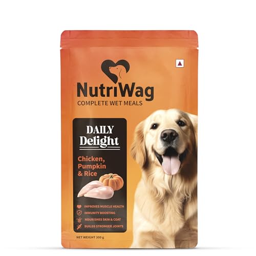 Nutriwag Wet Dog Food 300 Gm | Pack Of 10 | Balanced Meals With Chicken, Pumpkin, Rice & Vegetables | High Protein Dog Food | No Added Flavours | Human-Grade Ingredients | All Life Stages