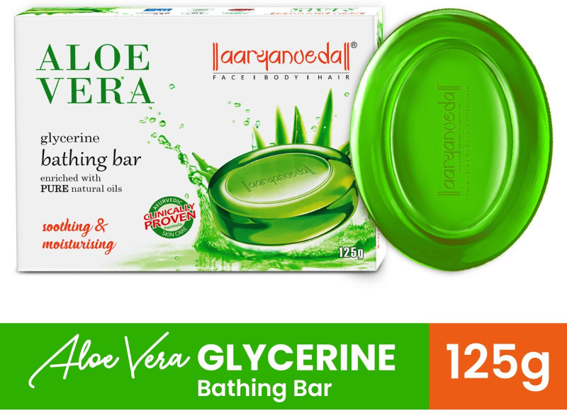 Aaryanveda Aloe Vera Bathing Bar For Soothing & Moisturizing Skin Natural Bathing Body Soap(125 G)