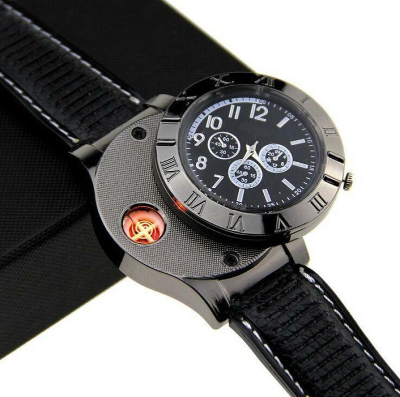 Rss Enterprises Usb Rechargeable Novelty Cool Lighters Flameless Unique Designer Wrist Watch Usb Rechargeable Novelty Cool Lighters Flameless Unique Designer Wrist Watch Cigarette Lighter(Black)