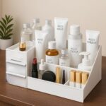 Panca Cosmetic Organizer Box With Drawers | Multipurpose Plastic Makeup & Stationery Storage Organizer For Women | Desktop Vanity Storage Box For Dressing Table, Bathroom & Office Use