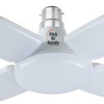 Pick Ur Needs B22 Foldable Light, 28W 4-Leaf Fan Blade Led Light Bulb, Super Bright Pendant Lamp Ceiling Lamp(White)