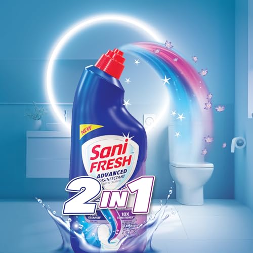 Dabur Sanifresh 2In1-1L | 1 Bottle – 2 Liquids | Toilet Cleaner + Conditioner | 10X Cleaner | 10X Conditioner | Shine + Perfume