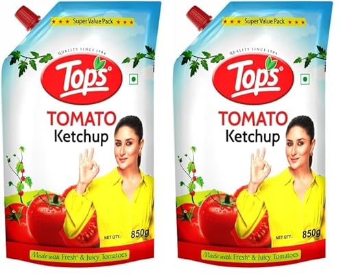 Tops Tomato Ketchup Spout -850 Gm Spout | Made With The Goodness Of Juicy Hand-Picked Tomatoes| No Added Colour & Flavour (Pack Of 2)