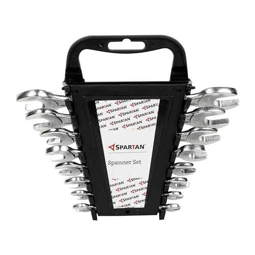 Spartan Carbon Steel Open Jaw Spanner Set/Wrench Set/Tool Kit Multipurpose Home Use And Professional Spanners Corrosion Resistant Chrome Plating Doe Jaw Spanners (Silver Set Of 8)