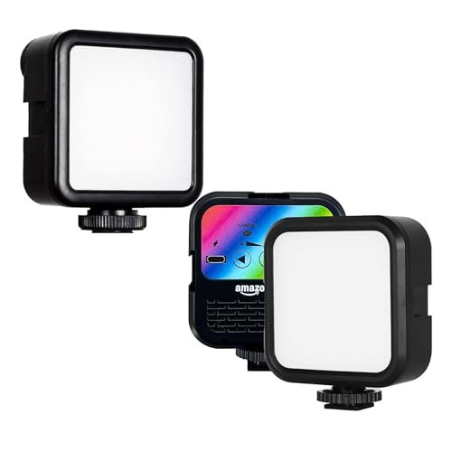 Amazon Basics Rgb Camera Light | Multi Color Portable Photography Lighting | Cri 95+ 2500K-9000K Dimmable Panel | Rechargeable 2000Mah Battery