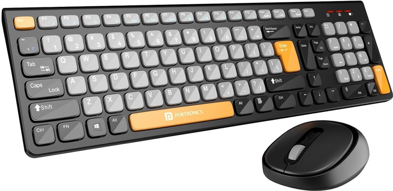 Portronics Por 2113 Wireless Standard Laptop Keyboard Compatible With Desktop, Laptop, Mac Easy To Use,Plug And Play,Quick, Comfy Durable Body(Grey, Orange)