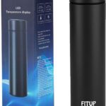 Fitup Smart Water Bottle Double Walled Drink Hot & Cold, Led Temperature Display 500 Ml Flask(Pack Of 1, Black, Aluminium)