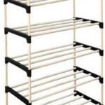 Plexus Enterprises Plastic Foldable Shoe Rack, Shoes Rack For Home, Plastic Adjustable Shoe Rack Plastic Shoe Stand(Black, 6 Shelves, Diy(Do-It-Yourself))