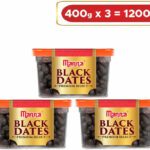 Manna Black Dates – 1.2Kg (400G X 3 Packs) | Select Premium Organic Handpicked Dates | Khajoor | Khajur | Soft Dried Healthy Snack | Soft & Juicy Texture | Zero Added Sugar & Preservatives | Rich In Iron, Fibre & Vitamins Dry Dates Dry Dates(3 X 400 G)