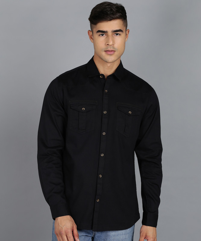 Urbano Fashion Men Solid Casual Black Shirt
