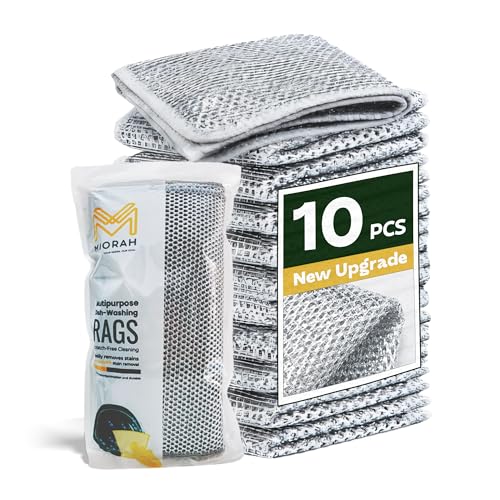 Miorah 10 Pack Steel Scrubber For Kitchen Utensils Non-Scratch Dishwash Scrub For Kitchen Cleaning | Utensil Cleaner Scrub & Vessel Cleaning Tool Silver