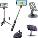 Gadgetswear (Combo With 360 Degree Mobile Stand), Selfie Stick With Tripod Stand, Bluetooth Selfie Stick(Black, Remote Included)