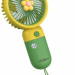 Pick Ur Needs Mini Hand Fan Rechargeable Battery Handheld Fan For Outdoor Travelling / Camping 2 Star 3 Mm 5 Blade Table Fan(Energy Saving | Green | Pack Of 1)