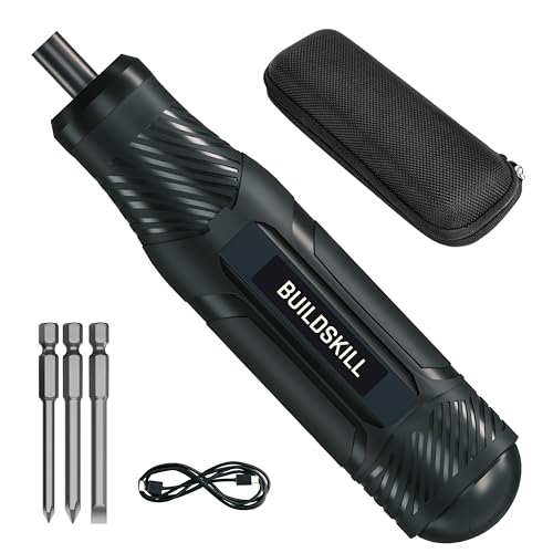Buildskill 4V Cordless Screwdriver With 250 Rpm Speed | S2 Alloy Steel Magnetic Bits & Chuck | Forward & Reverse Function | 800Mah Battery | Charging Cable | Zip Lock Case | For Diy & Professional Use