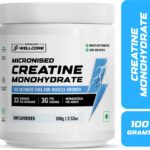 Wellcore Micronised Creatine Monohydrate | Lab Tested | Enhanced Absorption | 100% Pure Creatine(100 G, Unflavored)
