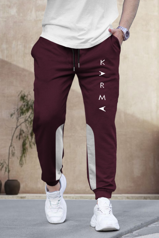 Tripr Solid Men Maroon, Grey Track Pants
