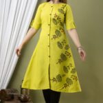 Zivapez Women Floral Print Frontslit Kurta(Yellow)