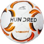 Hundred Vision Foot Ball | Size 5 | All-Weather Multi-Terrain Ball | Peak Performance On All Surfaces: Hard Ground, Wet Grass & Turf | Bult For Accurate Passes & Powerful Shots (White/Burgundy/Lime)