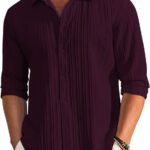 Dimmy Men Self Design Casual Maroon Shirt