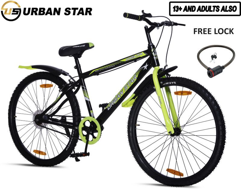 Urban Star 26T Mtb Cycle Without Gear Single Speed Mountain Cycle 26 T (Inch) Mountain Cycle(Single Speed, Green, Black, Rigid)