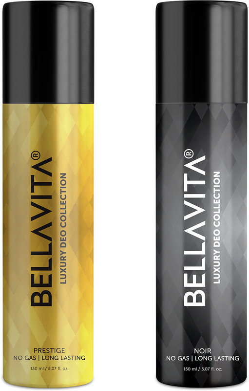 Bellavita Noir & Prestige Deo Parfum Combo|2X150Ml|Long Lasting Body Spray| Deodorant Spray  –  For Men & Women(300 Ml, Pack Of 2)