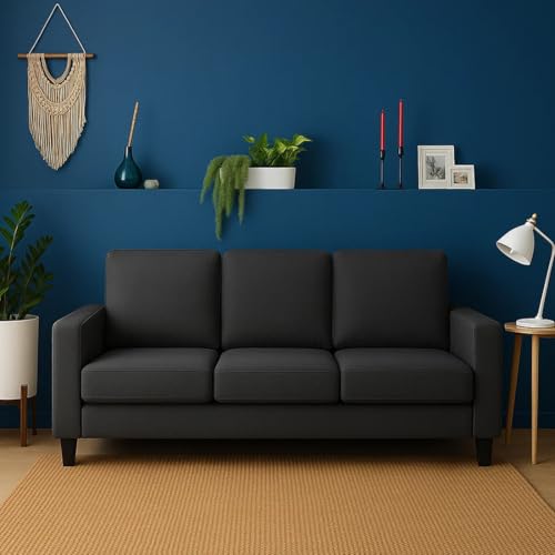 Furny Hedster 3 Seater Fabric Sofa Set (Dark Grey)