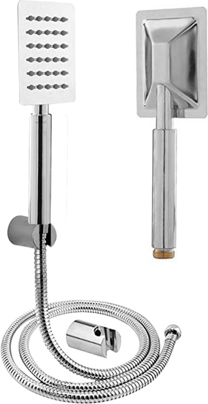 Ramya Ultra Slim Steel Square Rain Spray Hand Shower With 1.5Mtr Tube And Wall Hook Shower Head