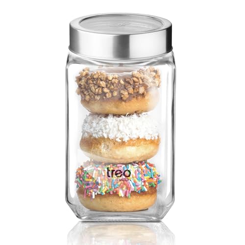Treo By Milton Cube Storage Glass Jar, 800 Ml, Transparent, Bpa Free, Kitchen Storage Organizer, Modular, Multipurpose Spice Jars