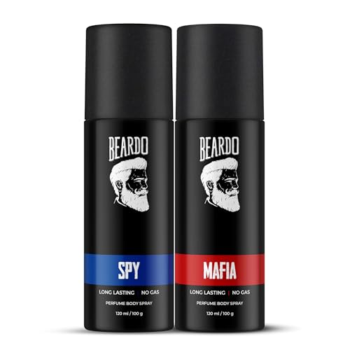 Beardo Mafia & Spy Deodorant Perfume Body Spray (120Ml X 2) | Long Lasting No Gas Deo For Men | Oriental, Woody Notes – Mafia Deo | Aromatic Fresh – Spy | Christmas Gift For Men | Gift For Friends | Gift For Men