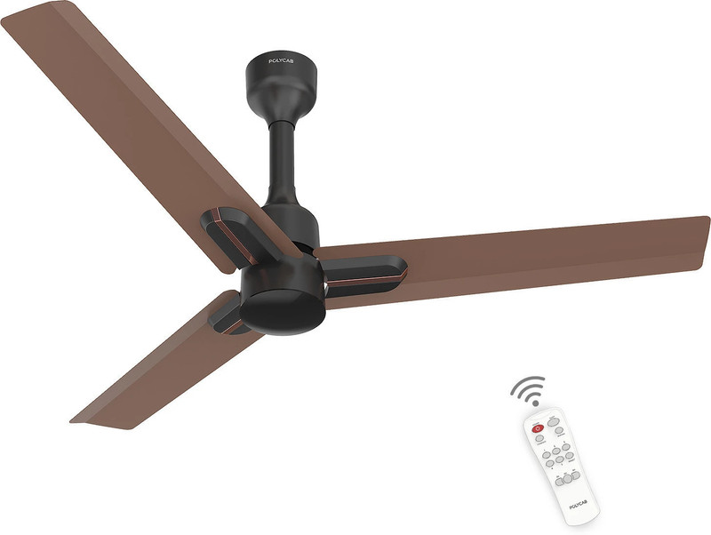 Polycab Wizzy Neo 1200Mm 5-Star Bldc, Remote Control, 55% Energy Saving, High Speed, 5 Star 1200 Mm 3 Blade Ceiling Fan(Bldc Motor With Remote | Brown Copper | Pack Of 1)
