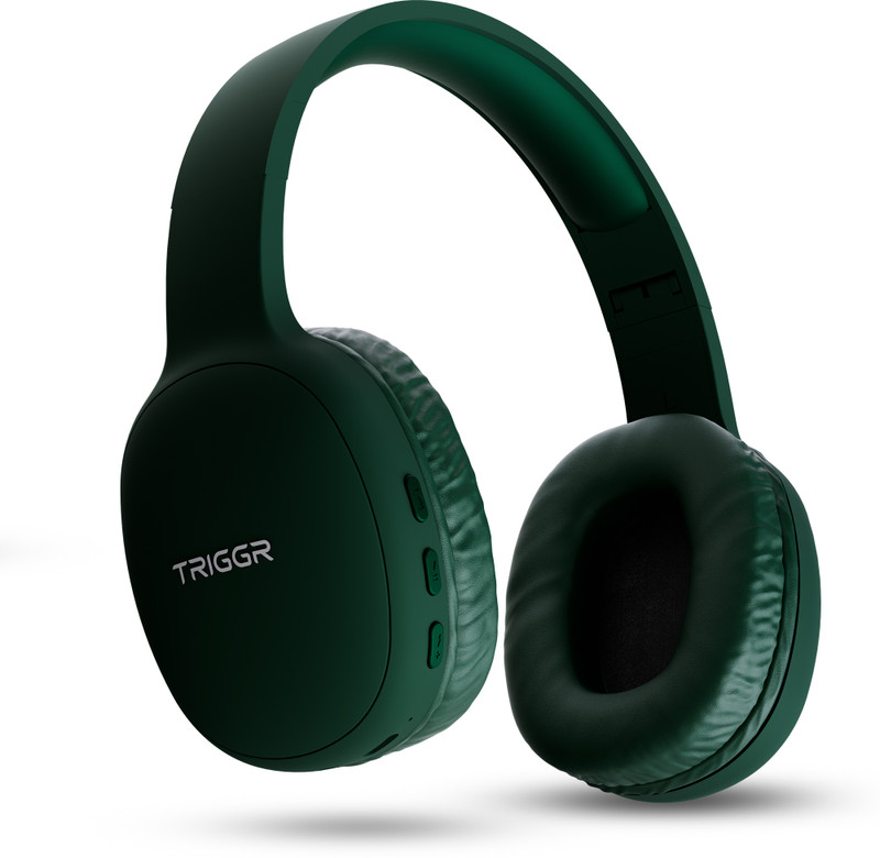 Triggr Trinity 1 With 40Mm Drivers, Fast Charging, 50H Battery, Rubber Finish, V5.4 Bluetooth(Jungle Green, On The Ear)