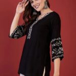 Mahira’S Comfort Party Embroidered Women Black Top