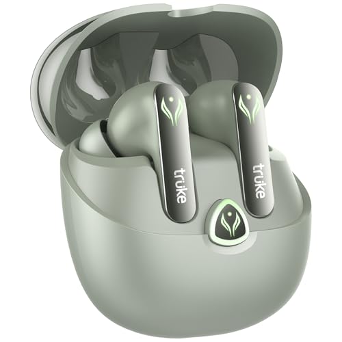Truke New Launch Btg Ultra True Wireless In Ear Earbuds, 40Ms Ultra Low Latency Battle Mode™ Gaming Ear Buds, 60H Playtime, Quad Mics Crystal-Clear Calls, Fast Charging, Bt 5.4, Noise Cancellation