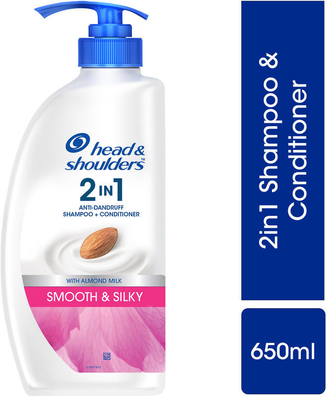 Head & Shoulders Smooth And Silky 2-In-1 Anti-Dandruff Shampoo + Conditioner For Dry, Frizzy Hair(650 Ml)