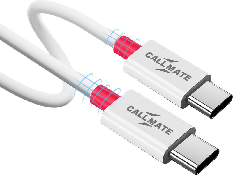 Callmate Usb Type C Cable 2 A 1.5 M A 2.0 Tough Unbreakable Braided Nylon(Compatible With For All Smart Phones, White C To C, One Cable)