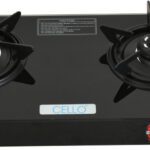 Cello Hexa Manual Ignition Black Aluminium Alloy Burner Toughened Glass Iron Manual Gas Stove(2 Burners)